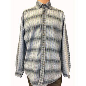 Robert Graham Men's Blue Geometric Button Up Shirt Size S SKU 6343